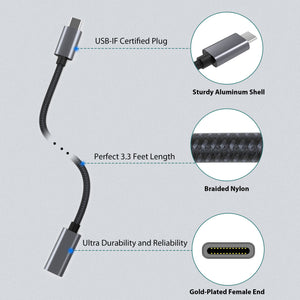 USB Type C Extension Cable  (3.3 Ft, Braid)